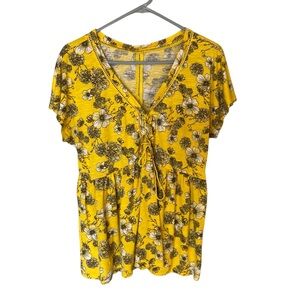 Torrid Yellow Floral Summary Front Blouse Top Size 1X